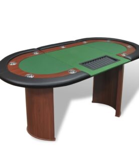 Tavolo da Poker 10 Giocatori Postazione Dealer Vassoio Chip Verde