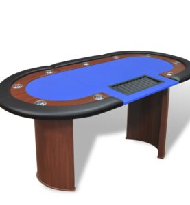 Tavolo da Poker 10 Giocatori Postazione Dealer Vassoio Chip Blu