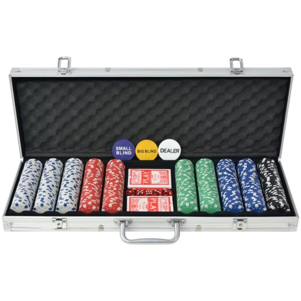 Set da Poker con 500 Chips in Alluminio