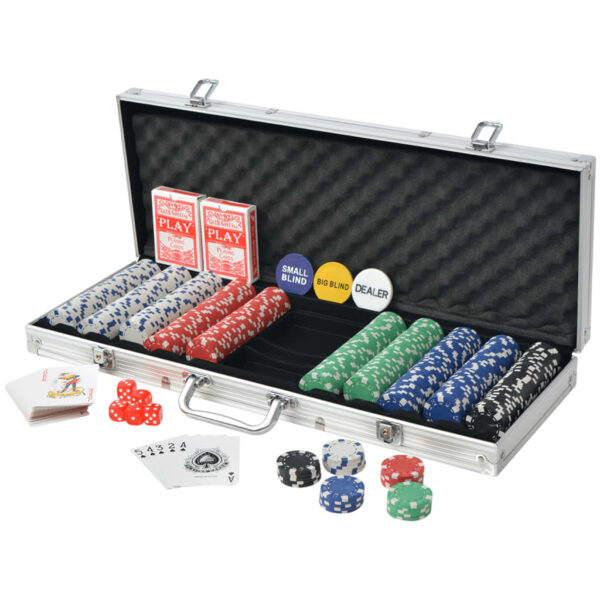 Set da Poker con 500 Chips in Alluminio