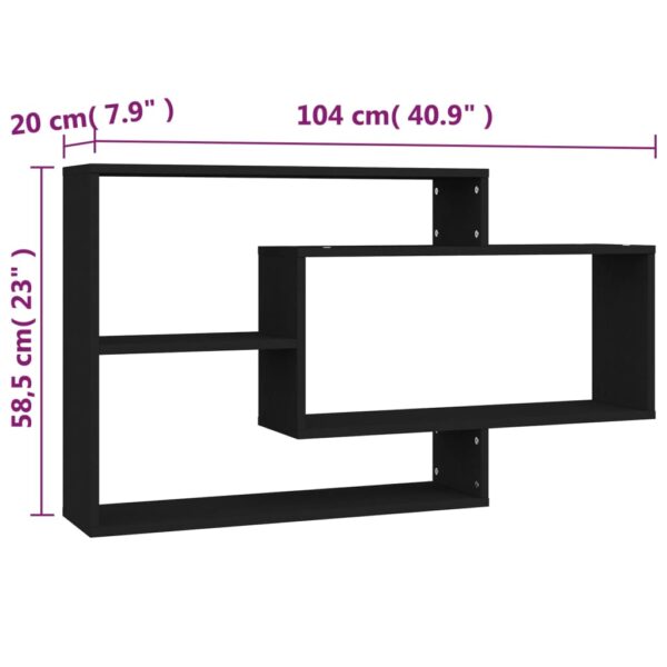 Mensole a Muro 104x20x58,5 cm in Legno Multistrato Nero