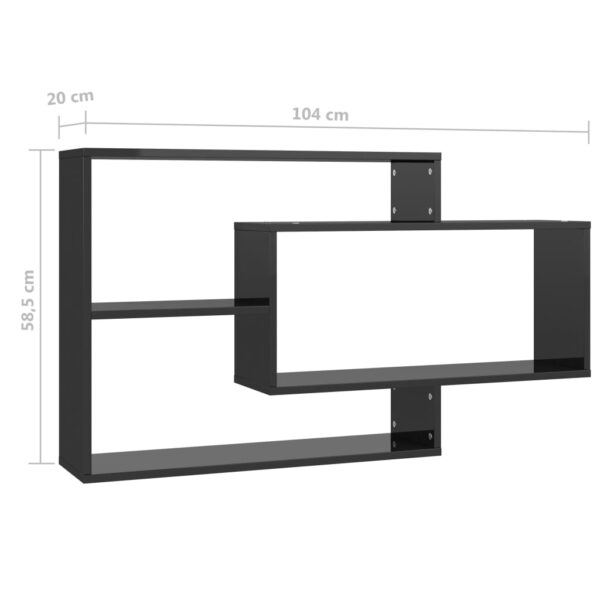 Mensole a Muro 104x20x58,5 cm in Legno Multistrato Nero Lucido