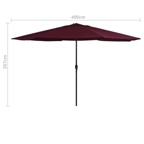 Ombrellone Con Palo In Acciaio 400 Cm Rosso Bordeaux