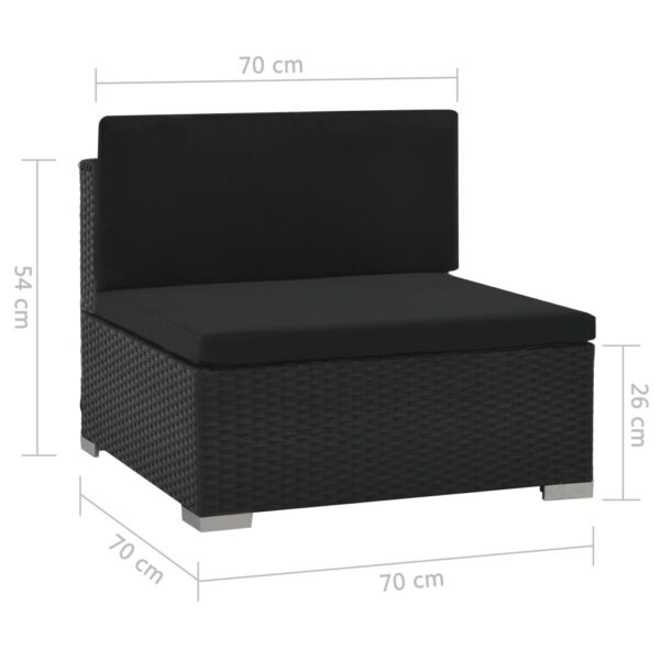 Set Divani da Giardino 6 pz con Cuscini in Polyrattan Nero