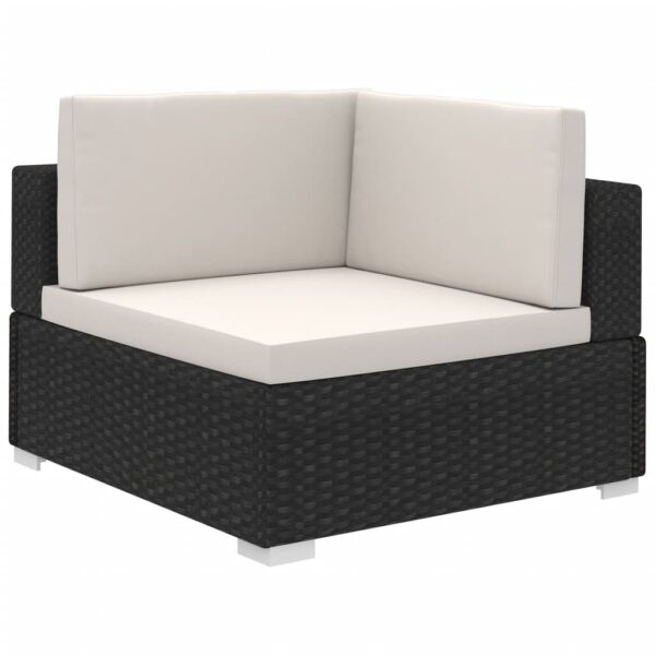 Set Divani da Giardino 6 pz con Cuscini in Polyrattan Nero/Crema