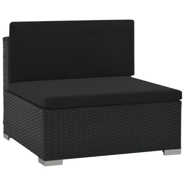 Set Divani da Giardino 6 pz con Cuscini in Polyrattan Nero