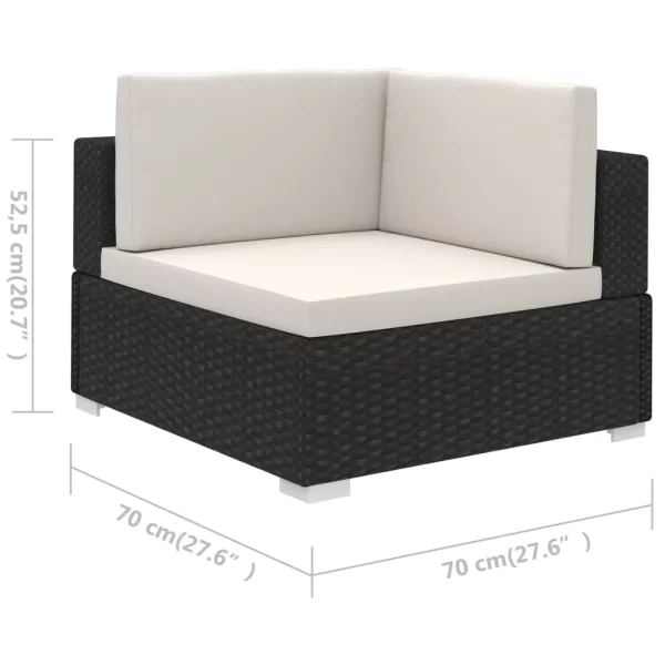 Set Divani da Giardino 6 pz con Cuscini in Polyrattan Nero/Crema