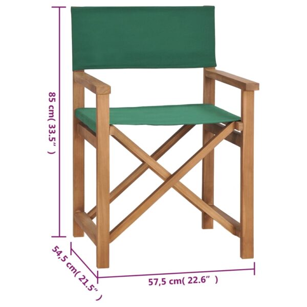 Sedia da Regista Pieghevole in Legno Massello di Teak Verde