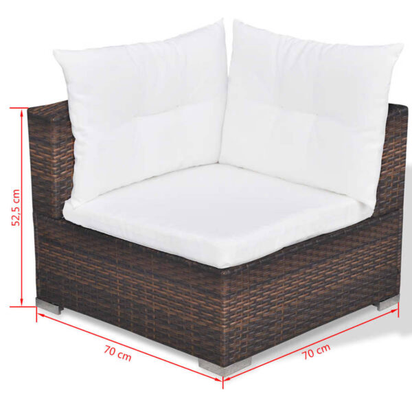 Set Divani da Giardino 5 pz con Cuscini in Polyrattan Marrone