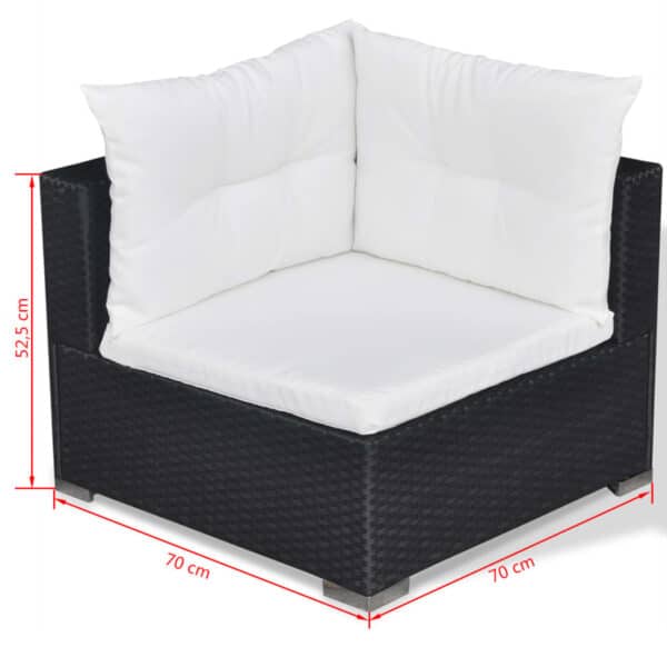 Set Divani da Giardino 5 pz con Cuscini in Polyrattan Nero