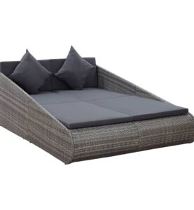 Lettino da Giardino Grigio 200x139 cm in Polyrattan