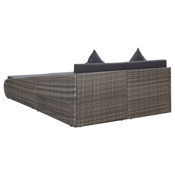 Lettino da Giardino Grigio 200x139 cm in Polyrattan