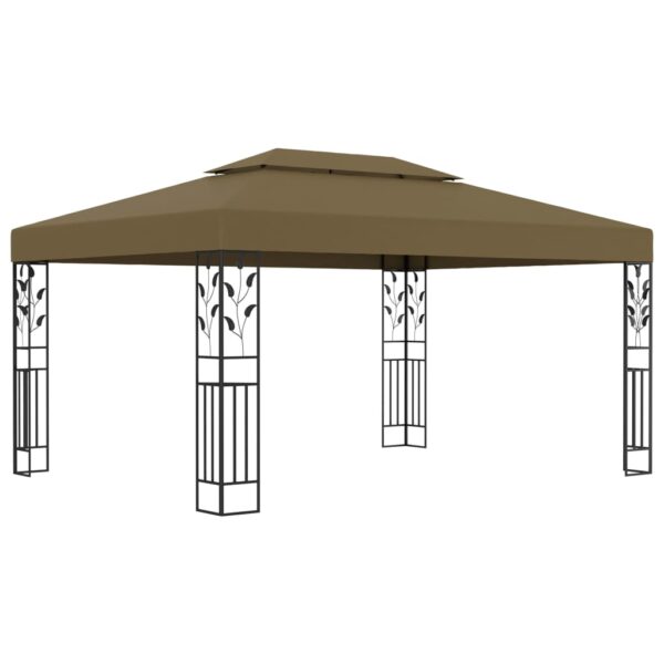 Gazebo con Tetto Doppio 3x4 m Tortora 180 g/m²