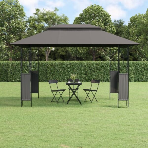 Gazebo con Tetto Antracite 400x300x270 cm Acciaio