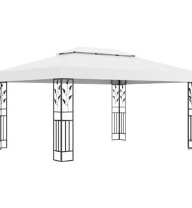 Gazebo con Tetto Doppio 3x4 m Bianco 180 g/m²