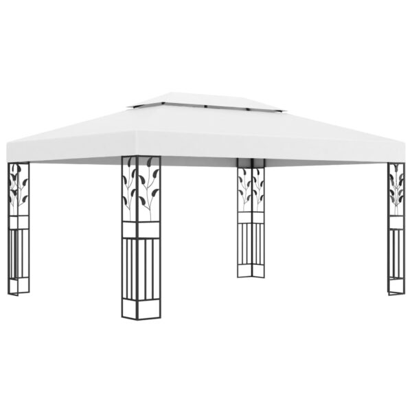 Gazebo con Tetto Doppio 3x4 m Bianco 180 g/m²