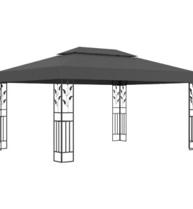 Gazebo con Tetto Doppio 3x4 m Antracite 180 g/m²