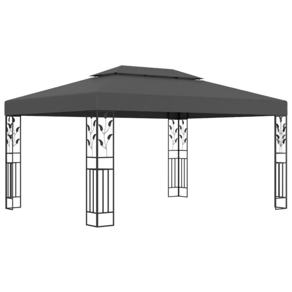 Gazebo con Tetto Doppio 3x4 m Antracite 180 g/m²