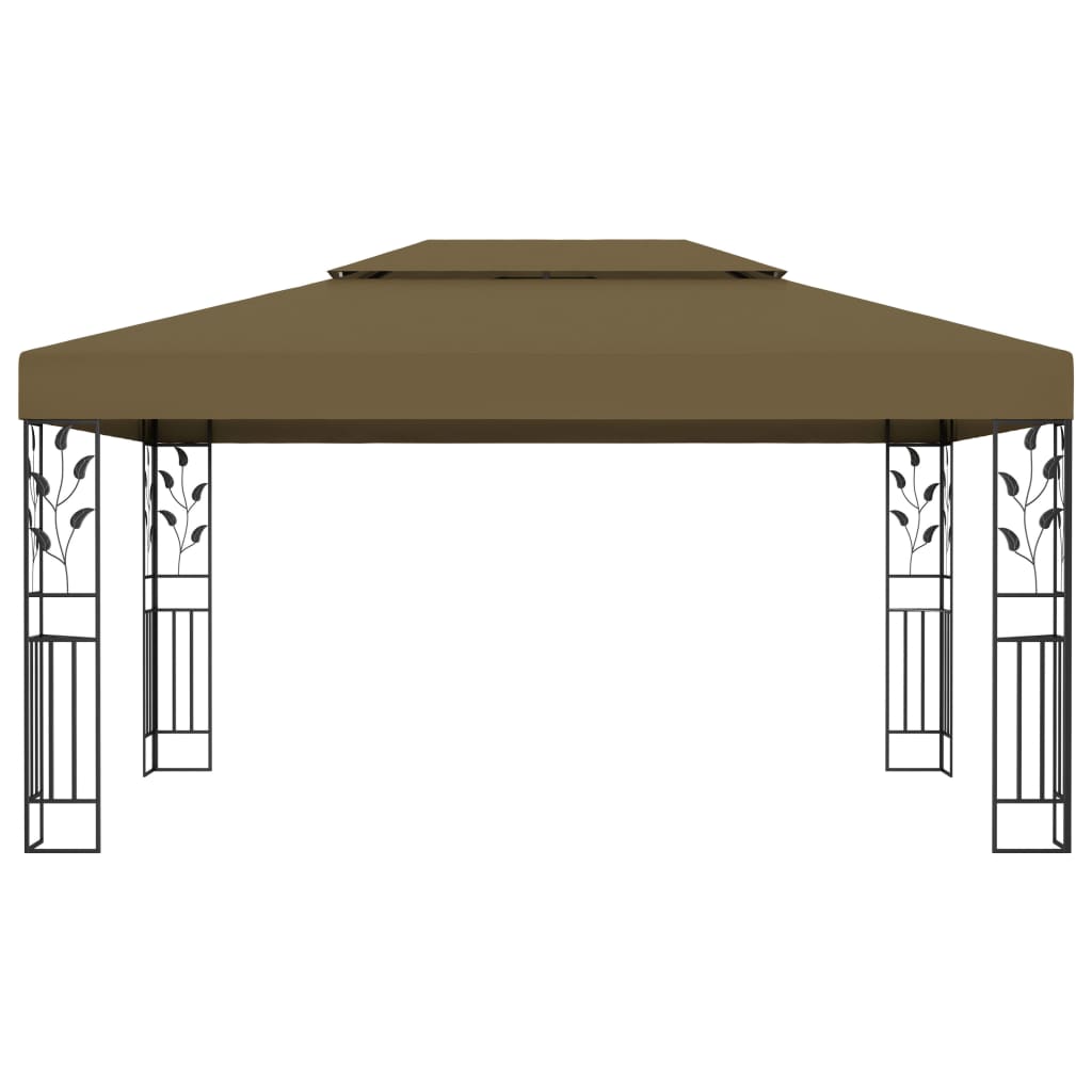 Gazebo con Tetto Doppio 3x4 m Tortora 180 g/m²