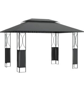 Gazebo con Tetto Antracite 400x300x270 cm Acciaio