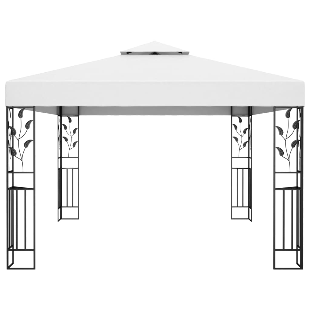 Gazebo con Tetto Doppio 3x4 m Bianco 180 g/m²