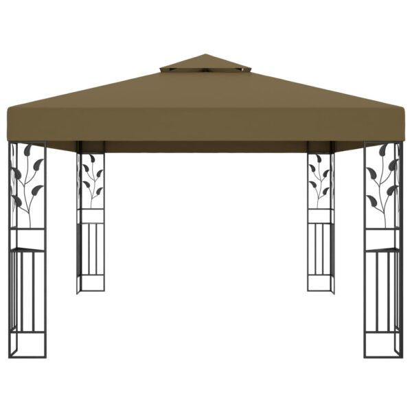 Gazebo con Tetto Doppio 3x4 m Tortora 180 g/m²