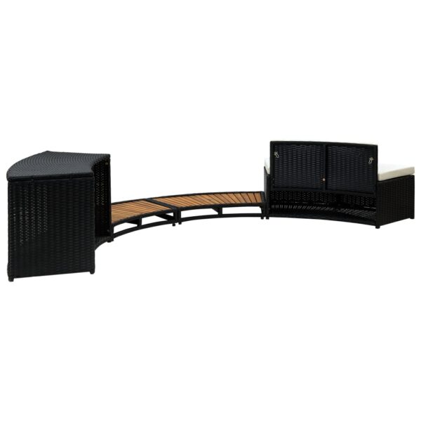 Bordo Vasca Idromassaggio Spa Nero Polyrattan E Legno Massello Di Acacia