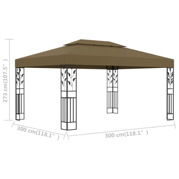 Gazebo con Tetto Doppio 3x4 m Tortora 180 g/m²