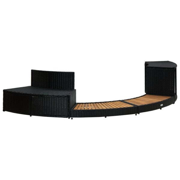 Bordo Vasca Idromassaggio Spa Nero Polyrattan E Legno Massello Di Acacia