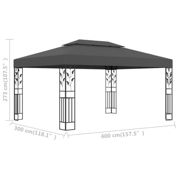 Gazebo con Tetto Doppio 3x4 m Antracite 180 g/m²