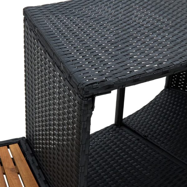 Bordo Vasca Idromassaggio Spa Nero Polyrattan E Legno Massello Di Acacia