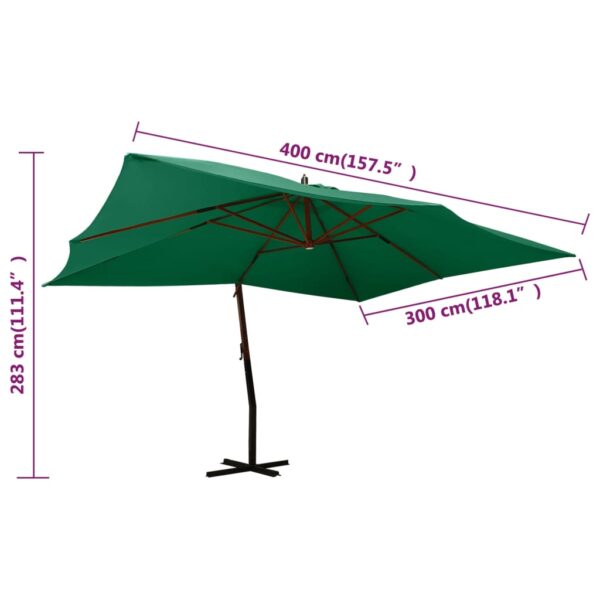 Ombrellone in Legno con Braccio Laterale Mela 3 x 4 mt Verde